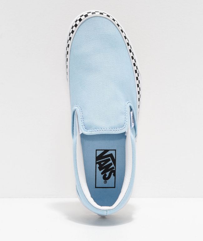 vans slip on check foxing blue and white